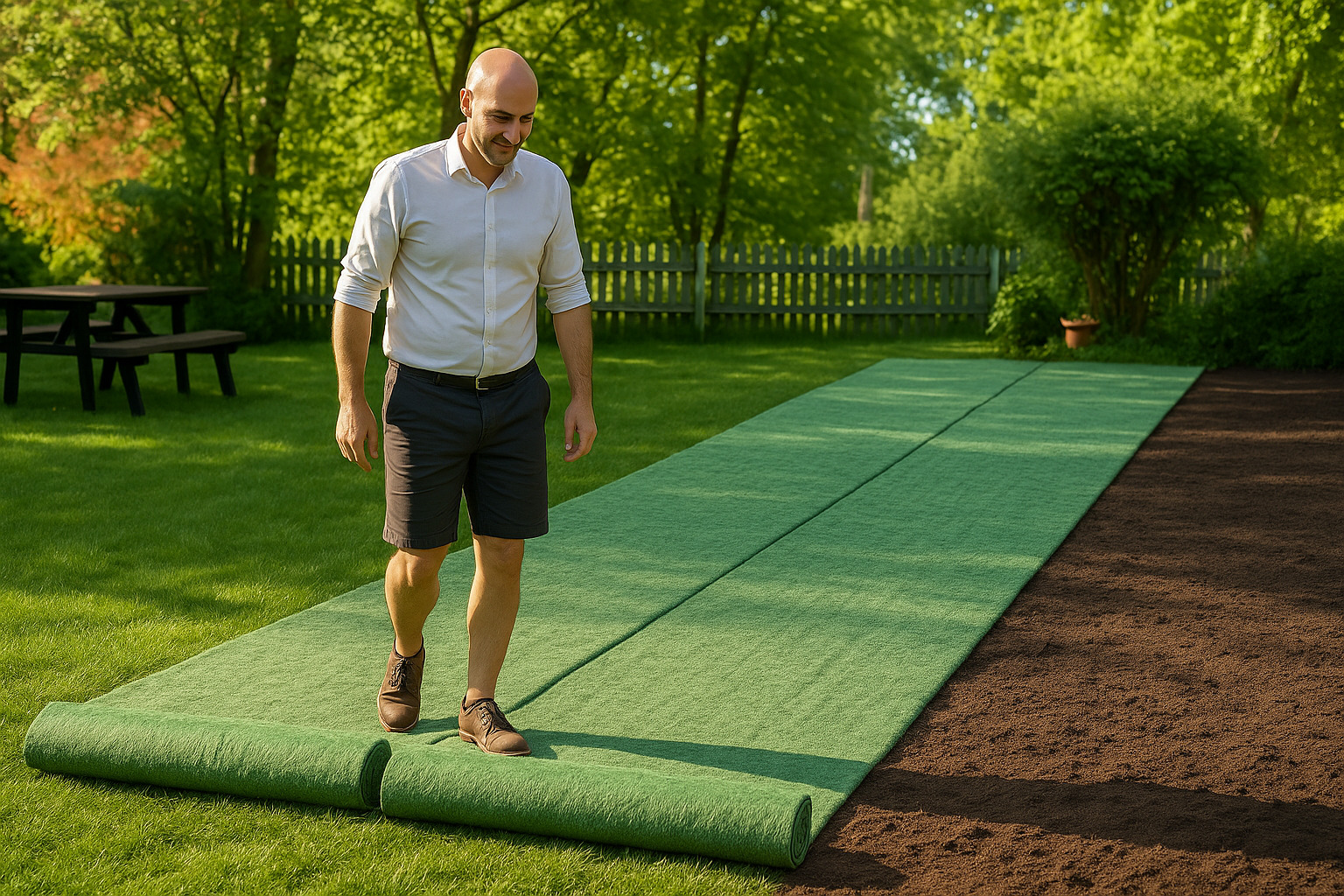 Superposición de uniones para un césped uniforme