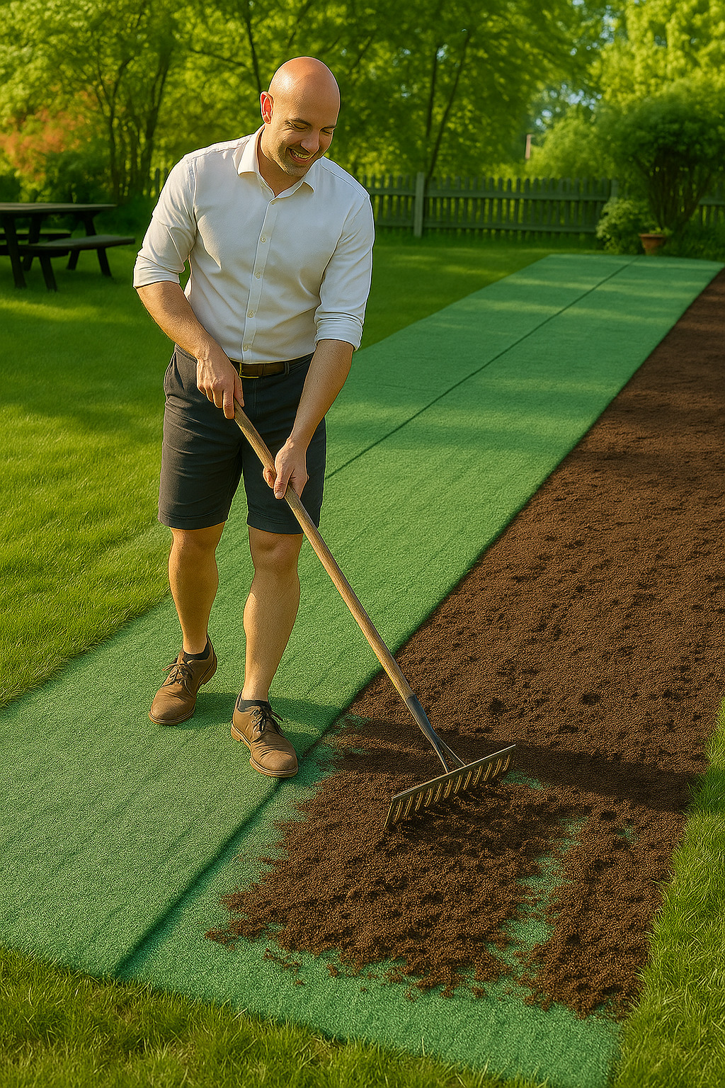 Ligera cobertura de tierra sobre la manta